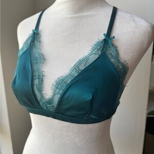 Teal Lace Trim Bralette